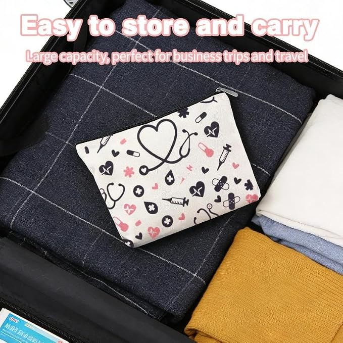 Small Home Medical Bag Pouch Nurse Pocket Protector Pouch Pharmacist Doctor Bag Accessories for Women Family Emergency Medical Kit Nursing Student Essential Supplies for Clinicals Canvas First Aid Bag