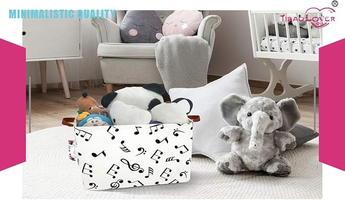 Rectangular Kids Storage Bin Gift Basket Baby Organizer Shelf Book Basket Room Decor (music)