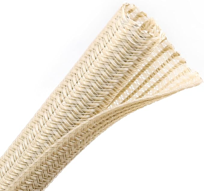 Wire Loom Tubing, 10ft Split Braided Cable Management Sleeve, Flexible Mesh Cord Protector Cable Sleeve for TV Computer (Wooden Color, 3/16")