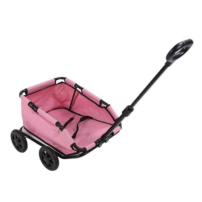 Dog Stroller Foldable Pet Buggy Portable Cat Carrier with Storage Basket 28.6lbs Capacity 51x35x23cm 4 Wheels Removable Liner Safety Leash for Small Pets