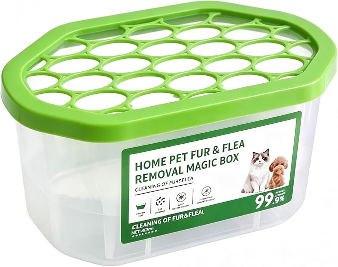Automatic Pet Hair Collection Box, Portable Odor Removal Storage Bin, Multi use Fur Cleaning Container for Indoor Pet Spaces and Car Interior 1pc