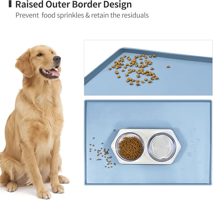 Silicone Dog Food Mat Waterproof Pet Feeding Tray for Small Medium Dogs