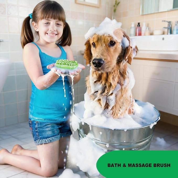 Rubber Curry Brush for Short Haired Dogs, Soft Curry Comb with Removable Screen, Silicone Pet Brush, Use Wet as Bath Scrubber or Dry for Grooming Loose Hair