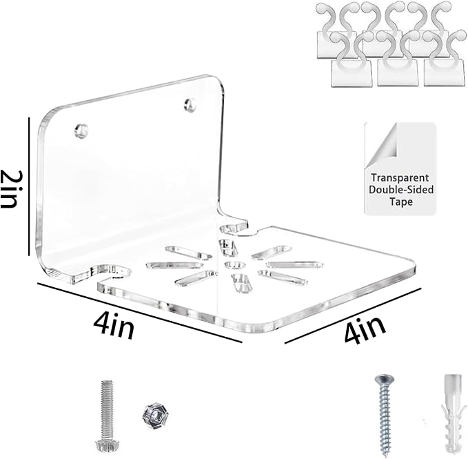 Acrylic Floating Wall Shelves 3Set for Security Cameras Baby Monitors Speakers Universal Small Wall Shelf with Cable Clips Strong Tapes No Drill Clear Easy to Install Adhesive Shelf