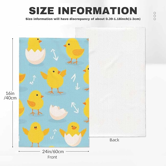 Little Chickens Kitchen Towels Set of 2 Cute Yellow Chicks Different Poses Dish Towels Absorbent Soft Hand Tea Bar Towels for Farmhouse Home Decor 16"X24"