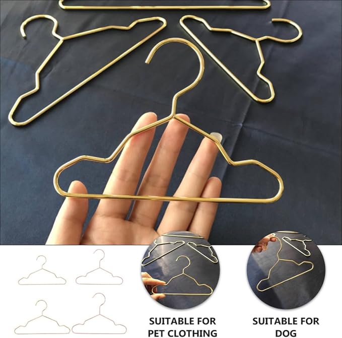 4pcs Pet Clothes Hangers Rack for Dog Clothing, Iron Lightweight Organizer (2 Small + 2 Medium), Easy to Carry Pet Clothing Holders for Home Closet Storage Random Color