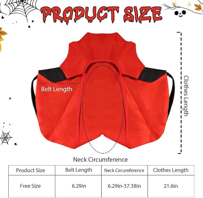 Estivaux Pet Halloween Costumes Dogs Cats Halloween Vampire Pets Costume Cape Black Red Witch Stand-up Collar Cape Cat Puppy Cosplay Clothes Apparel for Pets Dress Up Accessories Halloween Party Decor