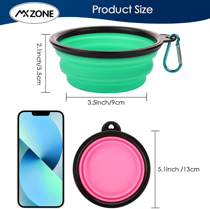Collapsible Silicone Dog Bowls, 3-Pack Travel Pet Water Portable Bowls