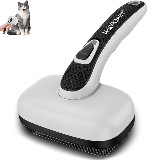 Cat Brushes for Indoor Cats,Skin Friendly Cat Brush for Shedding & Grooming Brush for Long or Short Haired Cats, Easy Clean Retractable Bristles, Grey