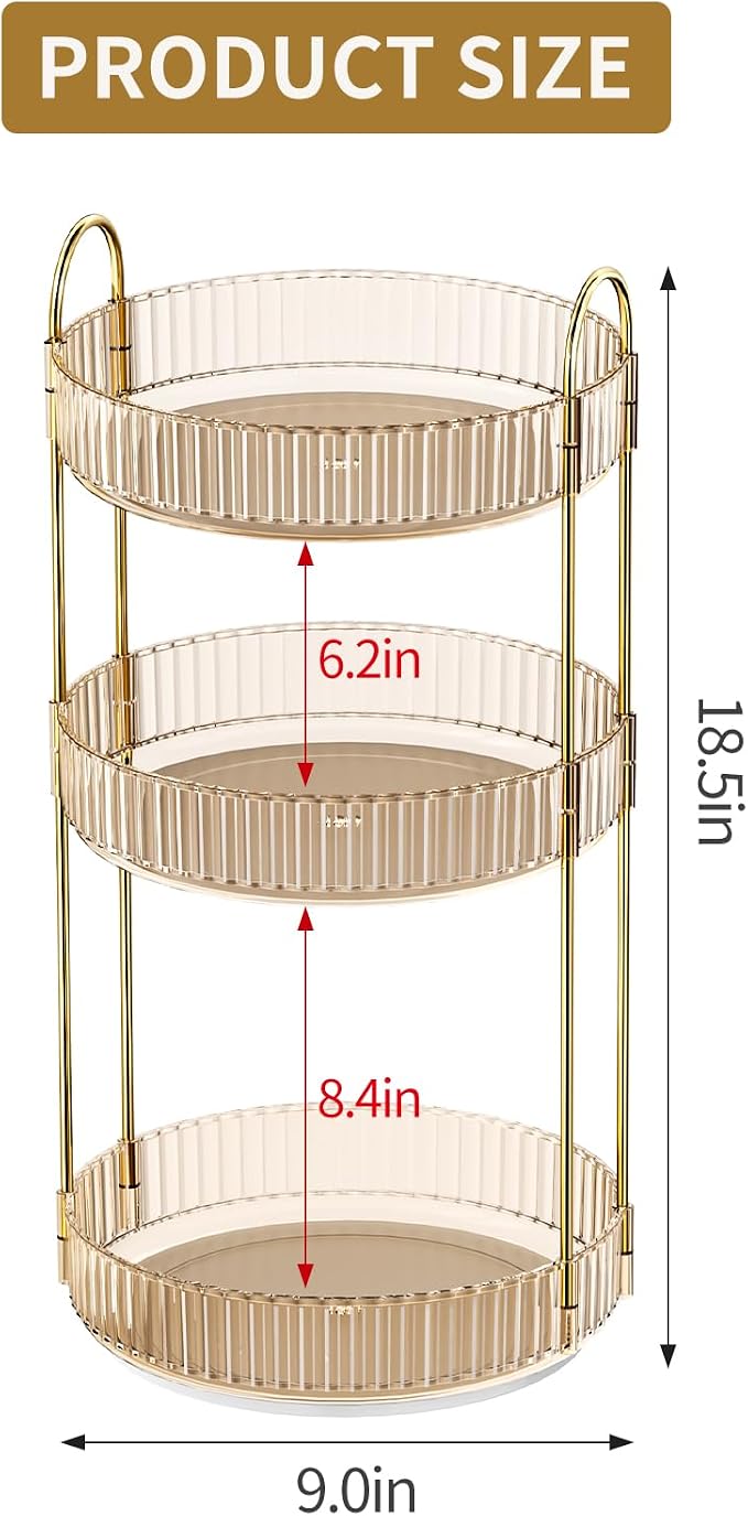 360° Rotating Makeup Organizer, Large Capacity Skincare & Cosmetics Storage | Skincare & Makeup Caddy, Bathroom Counter Organizer, Spinning Storage Tray for Perfume, Dresser, Bedroom, Vanity Countertop