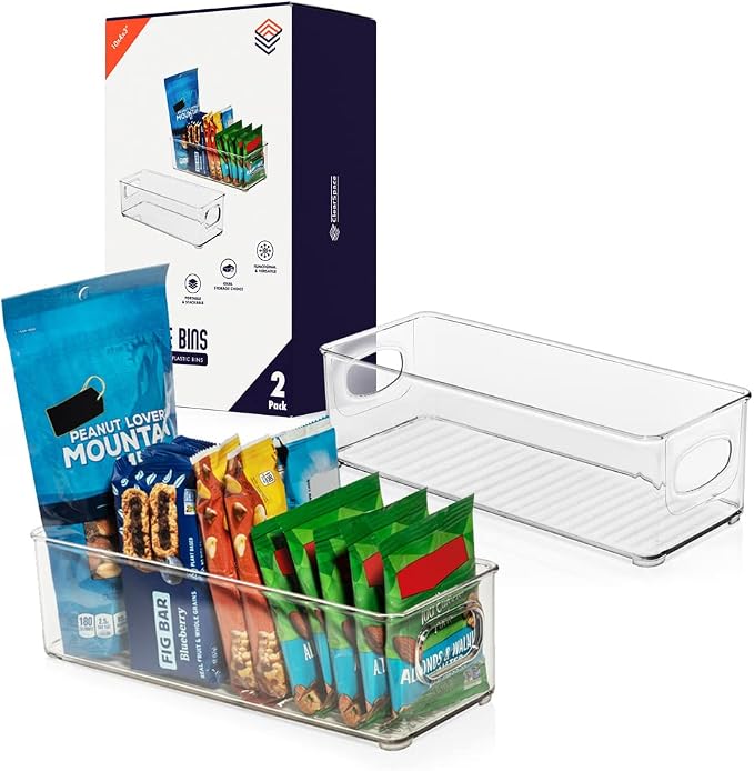 ClearSpace Plastic Pantry Organization and Food Storage Bin, 2 Pack | Clear food storage bins organize pantry, fridge, and kitchen essentials while maximizing storage space