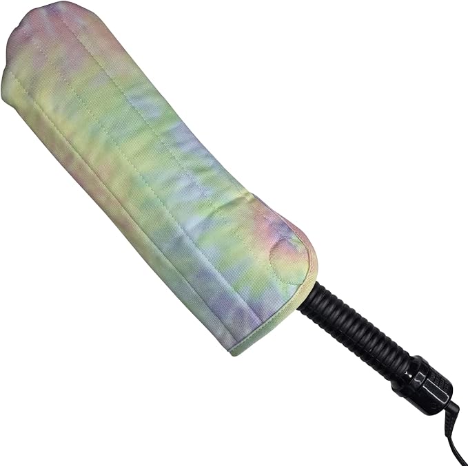 Case/Cover [Heat Resistant] for Curling Irons, Flat Irons or Straighteners, and Styling Irons, Silicone Coated Lining and Quilted Cotton Pouch for Travel, Gym, or Home [Tie Dye Swirl]