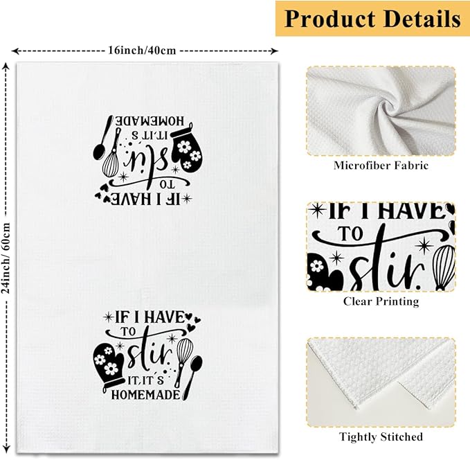 If I Have to Stir It It's Homemade Kitchen Towels Dish Cloths, Funny Decorative Hand Towel Drying Cloth for Bathroom Baking, Housewarming Gifts for Friend, Women, Hostess, 16x24 Inches -37