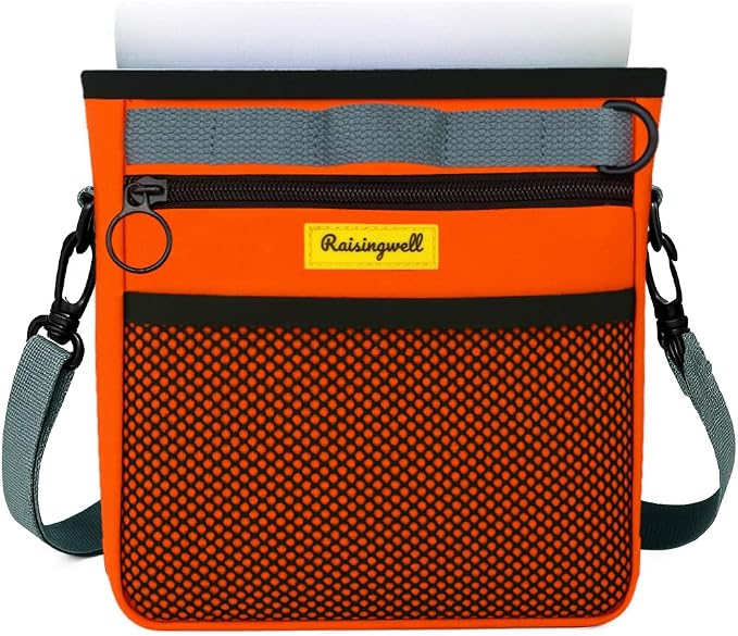 Raisingwell Dog Treat Pouch with Magnetic Closure 4-Cup Silicone Bag Fanny Pack Holder with Clicker 4 Ways to Wear Front Pocket Fits All Phones Ideal for Leash, Pet Walking and Training（Orange）