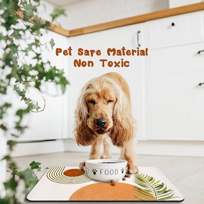 Dog Food Mats for Floors Waterproof, Cat Water Bowl Mats Pet Feeding Absorbent Placemats Bohemia 12 * 20 inch