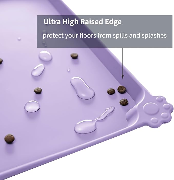 Reopet Waterproof Pet Feeding Mat, Non-Slip Silicone Placemats for Dog Cat Food and Water Bowl, High Raised Edges to Prevent Spills and Protect Floors