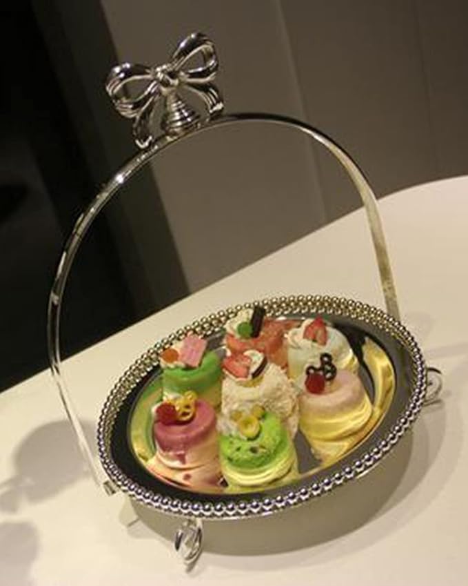 Elegant Dessert Pearl Tray Bow Cake Stand Holder Cupcake Display Rack Bakeware Birthday Wedding Partycake Stands Set