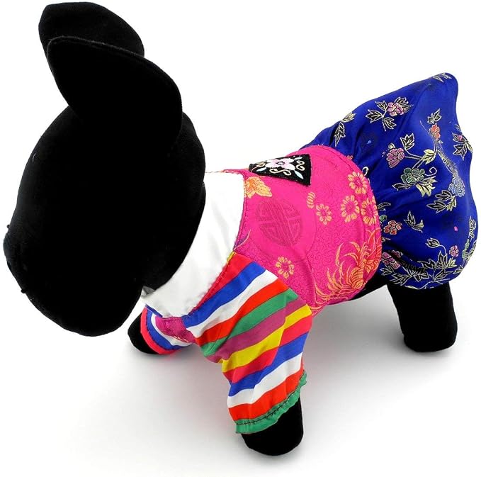 Embroidered Hanbok for Small Dogs, Girl, S | Silky Fabric, Embroidered Norigae, Birthdays, Festivals, Chihuahua, Yorkie, Small Breed, Korean Traditional Pet Costume