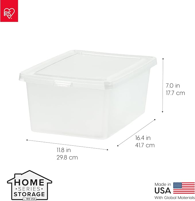 IRIS USA 12-Pack 17 Qt Storage Bins with Lids, Clear, Stackable | Ideal for shoes, crafts, office supplies and pantry items, nestable design, transparent design makes contents easy to find