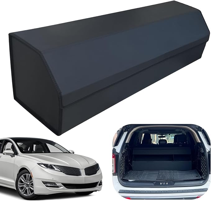 Car Trunk Organizer for For Lincoln MKZ - Custom Fit,Easy Installation，Large Space Outdoor Trunk Organizer with Leather,Hook and Loop Fastener,4-Layer Cover,For Lincoln MKZ 2013-2020