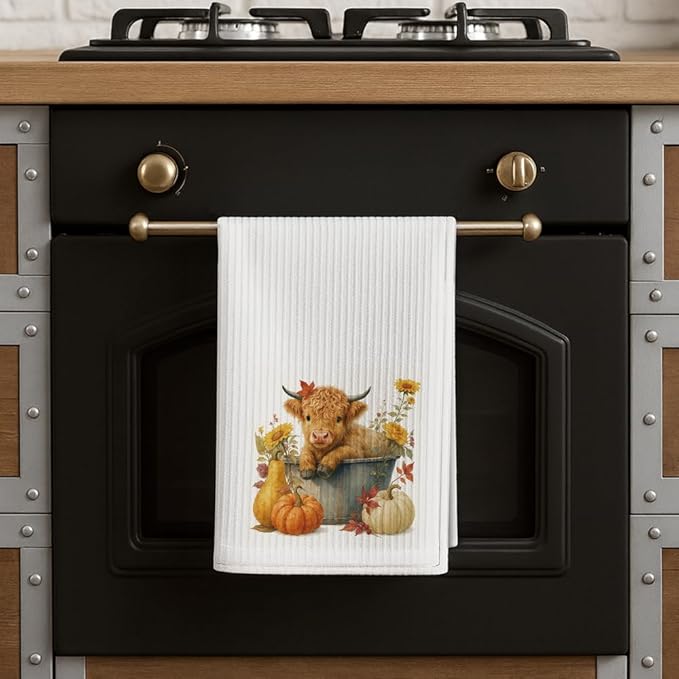 Cute Highlands Cows Theme Dish Towels Gifts for Women Mom Nieces Grandma Friend,Highland Cow Themed Flour Sack Towels Kitchen Towels Decor for Farmhouse,Highland Cow Hand Towel for Bathroom -16