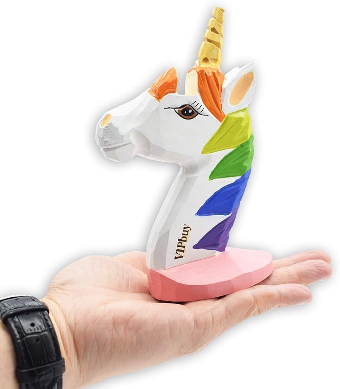 Handmade Wood Carving Eyeglasses Glasses Holder Stand Sunglasses Display Stand Home Office Desk Décor Gift (Unicorn)