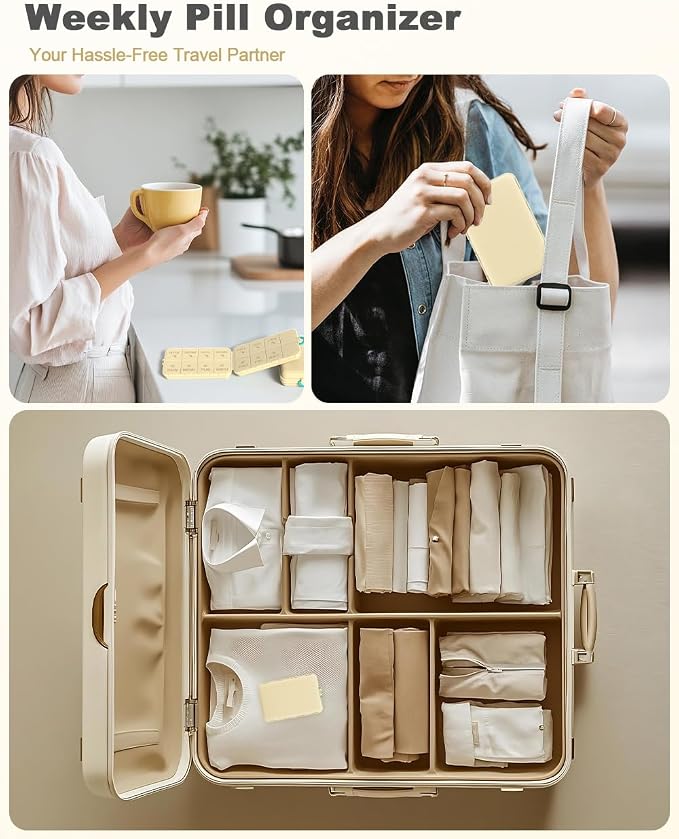 Pill Organizer Travel Medicine Case - Travel Pill Case with Etched Labels, Daily Travel Medicine Case Holder