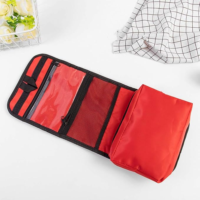 First Aid Bag First Aid Kit Empty Medical Storage Bag Red Trauma Bag for Emergency First Aid Kits Car Workshop Cycling Outdoors (Red Folding)
