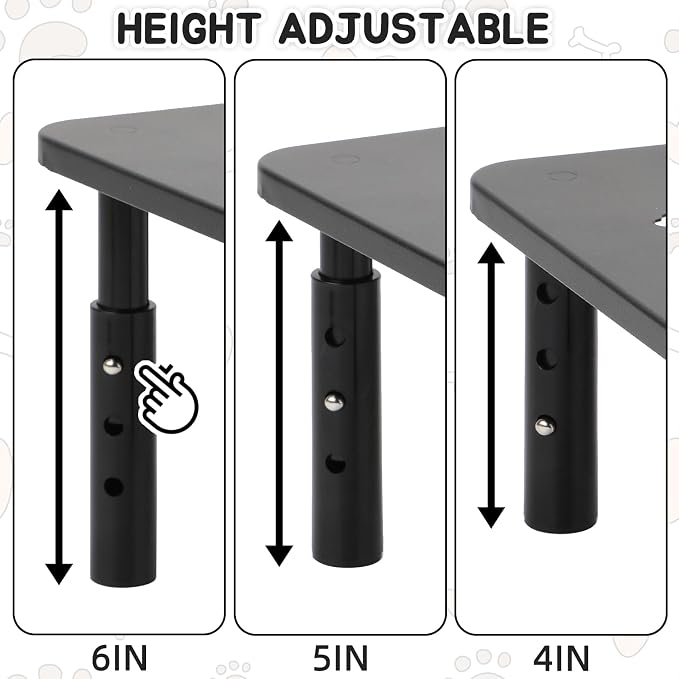 Elevated Cat Food Stand, Adjustable Automatic Cat Feeder Station | 4/5/6 in Adjustable Cat Feeding Station, 14.5 x 9 in Platform, Fits Most 4-6 L Automatic Feeders, Non-Slip Base, Black