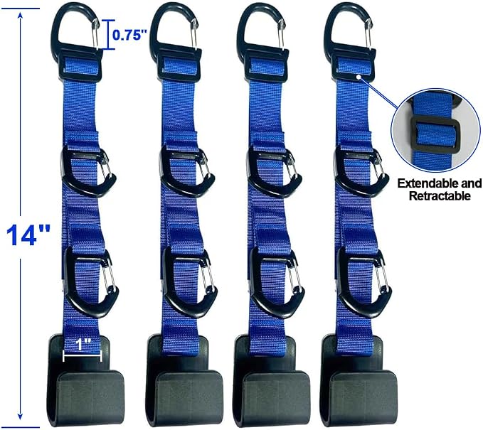 Car Headrest Hooks, Backseat Storage Organizer Hangers, Universal Vehicle Seat Back Hooks, 4 Pack (darkblue)
