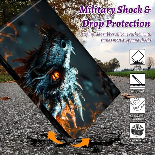Rotating Handle Case for Samsung Galaxy Tab A11 Plus 2026/A9 Plus 11" 2024, 360 Degree Swivel Kickstand with Magnetic Closure Shockproof Leather Cover for Women Men, Forest Grey Dragon