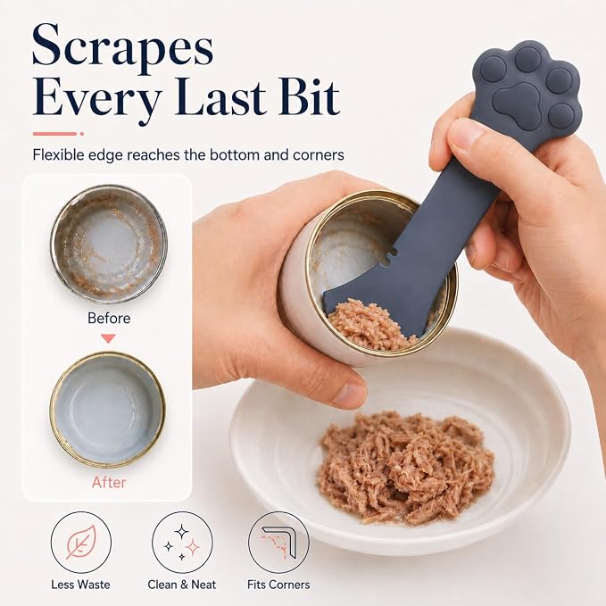Meow&Woof Cat Wet Food Spoon, Mini Spatula for Pet Canned Food, BPA Free Can Spoons for Animal Feeding, Small Jars Spatulas, Easy Clean Scraper for Dog Food Cans （2 Spoons）
