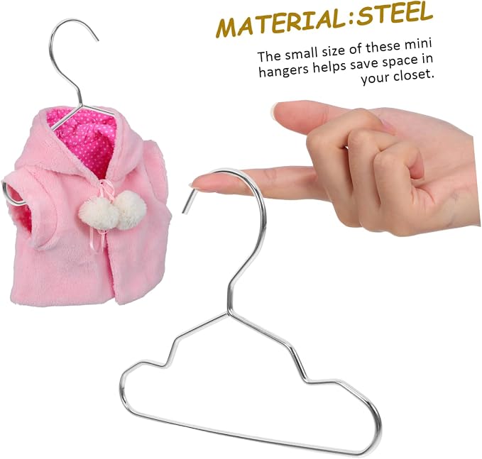Cabilock 10-Pack Small Dog and Cat Clothes Hangers Metal PET Closet Organizer Non-Slip Coat Rack for Dog and Cat Apparel Mini Garment Drying Hangers