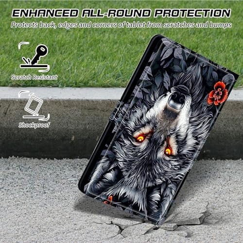 Universal Tablet Case for T-Mobile Revvl Tab 2 10.1" Model:9185W 2025/Revvl Tab 5G 10.36" 2023, 360 Degree Rotating Kickstand Protective Stand PU Leather Shell Cover for 9"-10.5", Grey Wolf