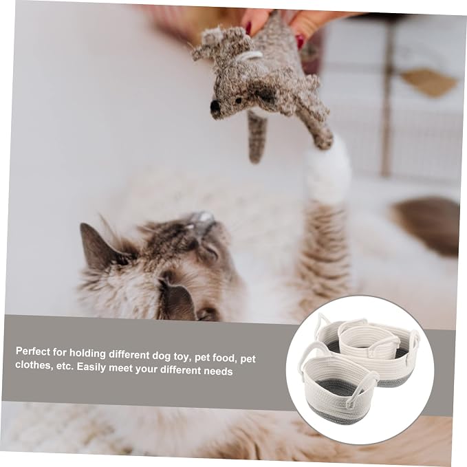 SOLUSTRE 3pcs Woven Dog Toy Storage Basket Rope Pet Organizer for Toys Food Clothes for Home and Dorm Use Compact Design for Easy Organization
