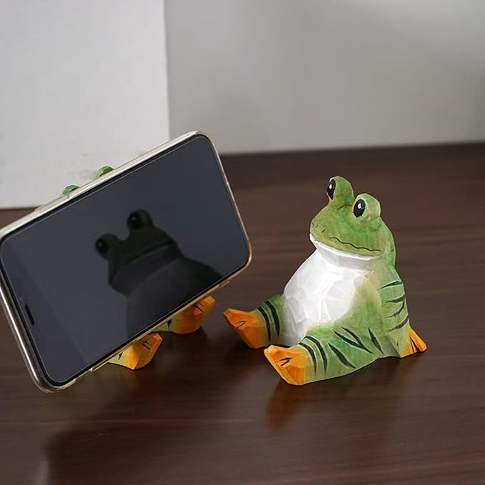 TANG SONG Wood Frog Phone Stand Cute Decoration Phone Stand for Tablets
