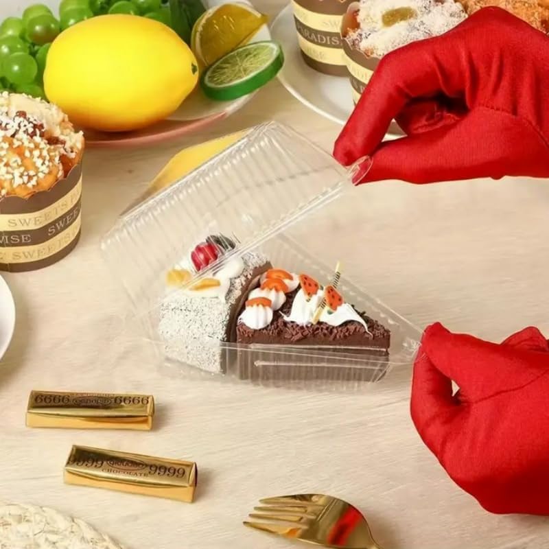 60 pcs Cake Slice Container-Cheesecake Containers- Disposable Clear plastic Hinged Cake Slice Container with Dome Lid