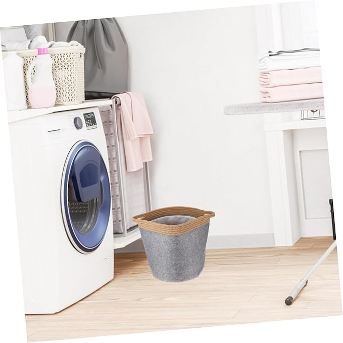 UKCOCO Portable Rope Laundry Basket Sundries Organizer for Clothes and Pet Products Multi Purpose Storage Container Washable Reusable Yellow Gray