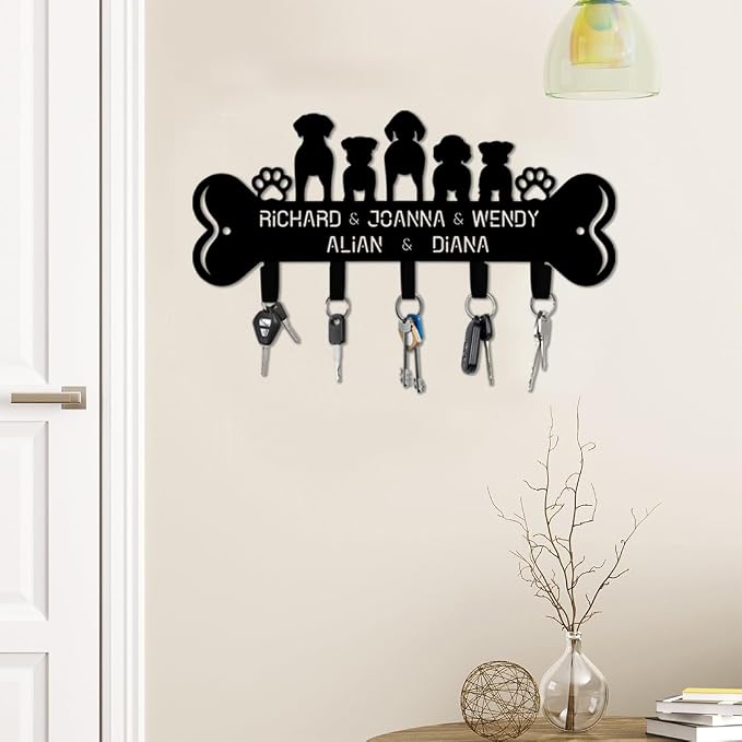 Personalized Dog Leash Holder for Wall, Custom 3D Dog Butt Leash Holder with Name, Hooks for Leashes, Keys, Collars, Christmas Birthdays Housewarming Gift for Pet Lovers (Style-8)