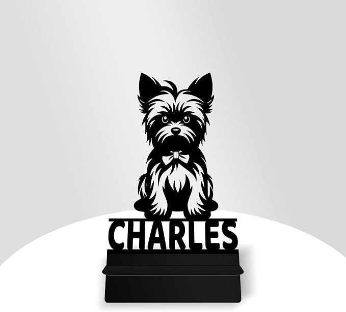 Personalized Yorkshire Terrier Phone Holder, Custom Name Metal Desk Stand, Dog Accessories Dock, Tablet, Smartphone Display Stands, Gifts for Friends, Pet Lovers, Teens, Christmas