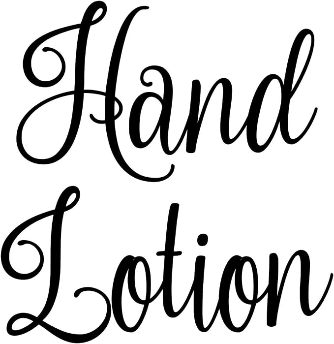 Hand Lotion 4w x 4.25h Label | Bathroom Organization | Die Cut Vinyl Decal | Black Fancy Font (Sticker Only)