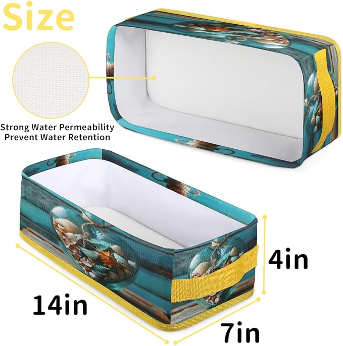 Love Wish Bottle Wooden Board Bathroom Storage Basket, Foldable with Handle Open Countertop Paper Towel Decorative Box, Toilet Tank Top Shelf Baskets for Home Closet Bedroom Living Room Office