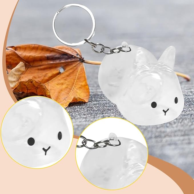 Colaxi Pet Bottle Keyring Rabbit Shaped Keepsake Portable Cute Transparent Pet Hair Holder Bag Charm