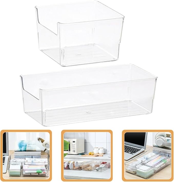 COHEALI 2pcs Pet Desktop Drawer Organizing Boxes, Small and Medium Sundries Sorting Partition Dividers for Office Supplies and Makeup Storage