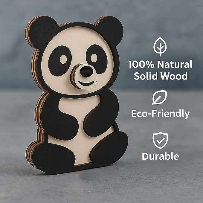 Panda Eyeglass Holder Stand, Wooden Glasses Organizer for Desk Decor | Cute animal glasses holder for eyeglasses and sunglasses, wooden panda desk organizer for nightstand, office or gifting