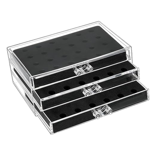 NBEADS 72-Slot Wax Seal Stamp Head Storage Organizer, PET Clear Stamp Case with 3 Drawers Wax Seal Stamp Heads Storage Case Great Tool with EVA Foam Pad for Sealing Stamps, 8.43x6.03x3.48inch