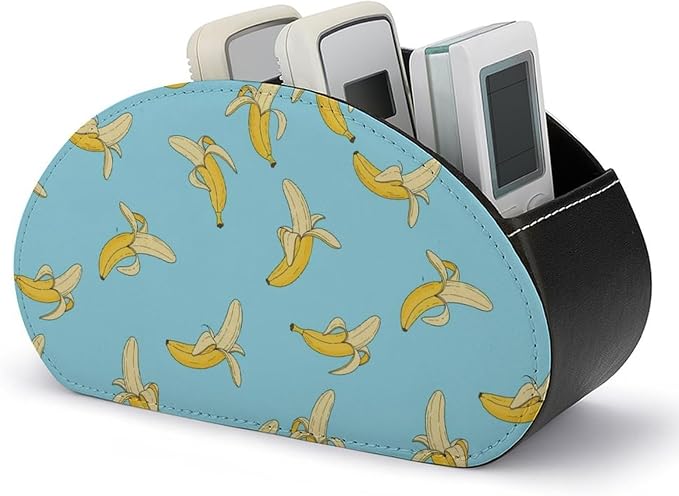 5-Slot Remote Control Caddy Holder Cute Banana Desktop Organizer | Cute Banana Makeup Brush Storage Box Office Supplies, Fit for Controller, Media Player, Stationery