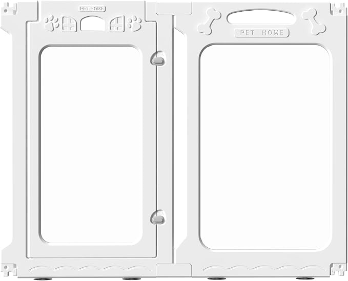Clear Acrylic Indoor Dog Playpen, 30" H, 1 Door & 1 Side Panel, White