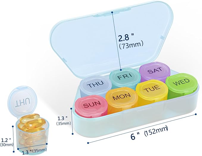 NatureTouch Weekly Pill Organizer, BPA Free Medicine Organizer Rainbow 9 Day Pill Box, Daily Portable Pill Conatainer for Pills/Vitamin/Fish Oil/Supplements [Lastest Version],Blue