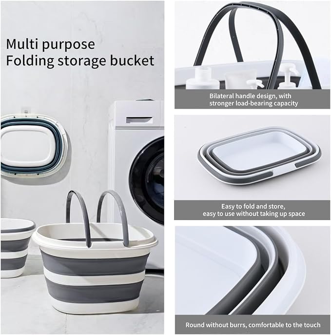 Foldable wash Basin, 16L Portable Foldable Bucket with Handle for Fashionable Camping Laundry car wash Foot Bath Fishing, Cleaning Supplies Storage Bucket Cleaning Bucket for Storage